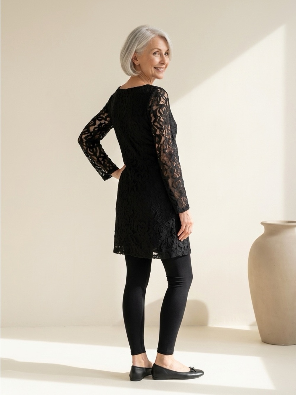 Black Lace on black Tunic by Xhilaration (S) - Picture 2 of 7